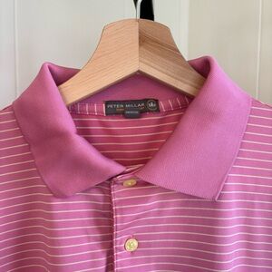 Peter Millar Summer Comfort Pinn Stripe Golf Polo Shirt Mens Large DCC